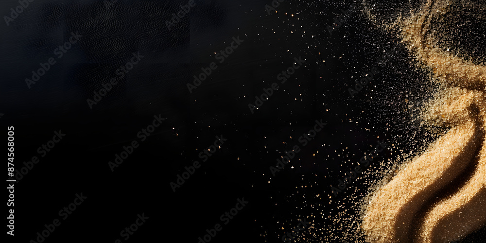 Obraz premium Splash of sand on a black background. explosion of sand with empty space. dry sand