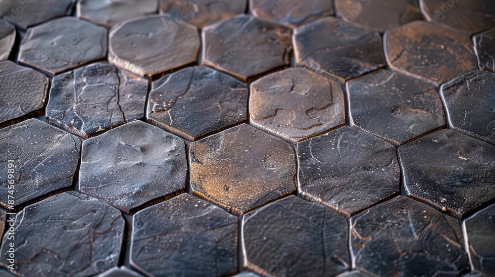 A detailed photograph of a hexagonal tile A detailed photograph of a hexagonal tile