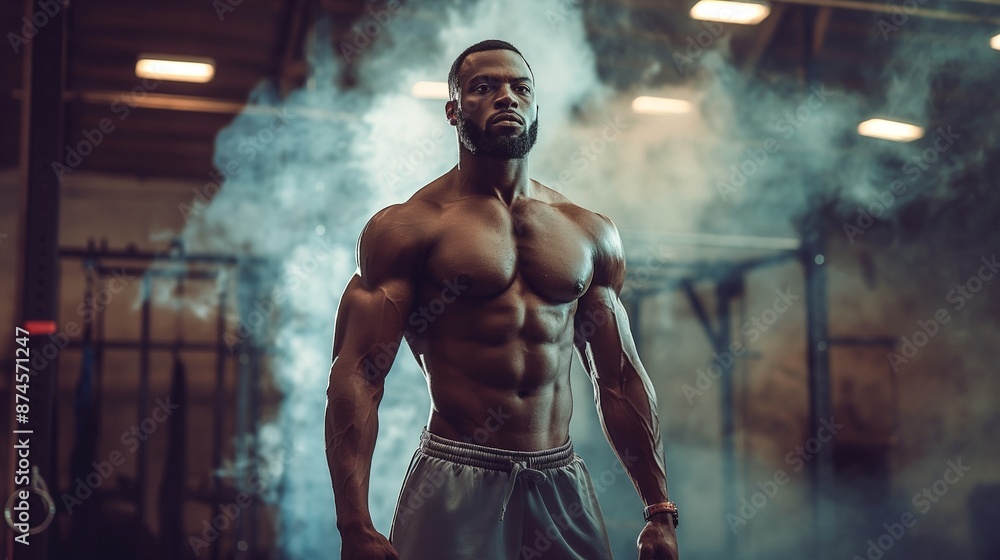 Fitness enthusiast in a gym, copy space Fitness enthusiast in a gym, copy space