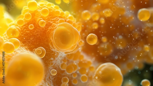 Human fat body tissue under microscope view for physiology education