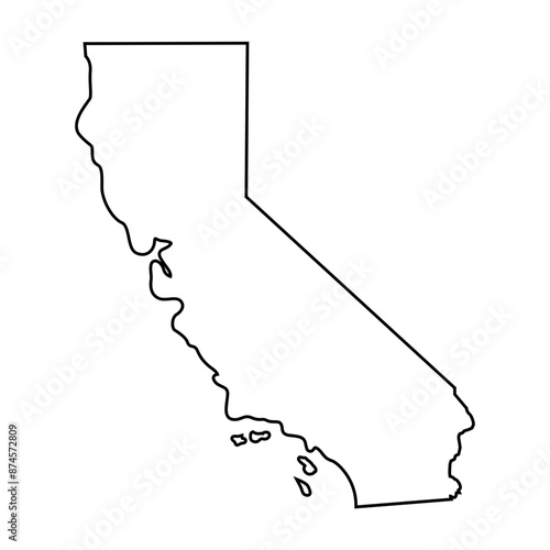 California Map Minimal vector illustration, symbol, outlined, silhouette, black, clipart, cut file 