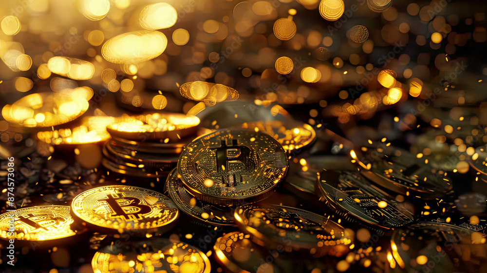 3D rendering of art becoming digital golden coins NFT nonfungible tokens concept art modern and futuristic design 3D rendering of art becoming digital golden coins NFT nonfungible tokens concept art modern and futuristic design