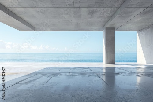 Geometric shape architecture and empty concrete floor for car park