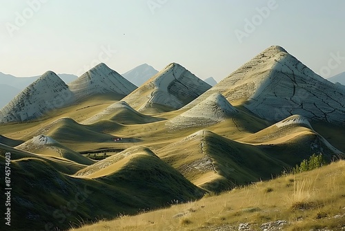 A mountain range where the peaks are shaped like giant books