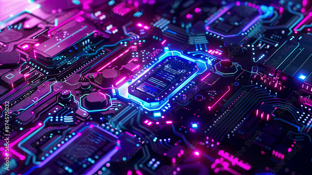 Futuristic illustration showcasing an NFT nonfungible tokens banner featuring dynamic glowing blue and purple HUD elements intertwined with detailed computer circuit board motifs Futuristic illustration showcasing an NFT nonfungible tokens banner featuring dynamic glowing blue and purple HUD elements intertwined with detailed computer circuit board motifs