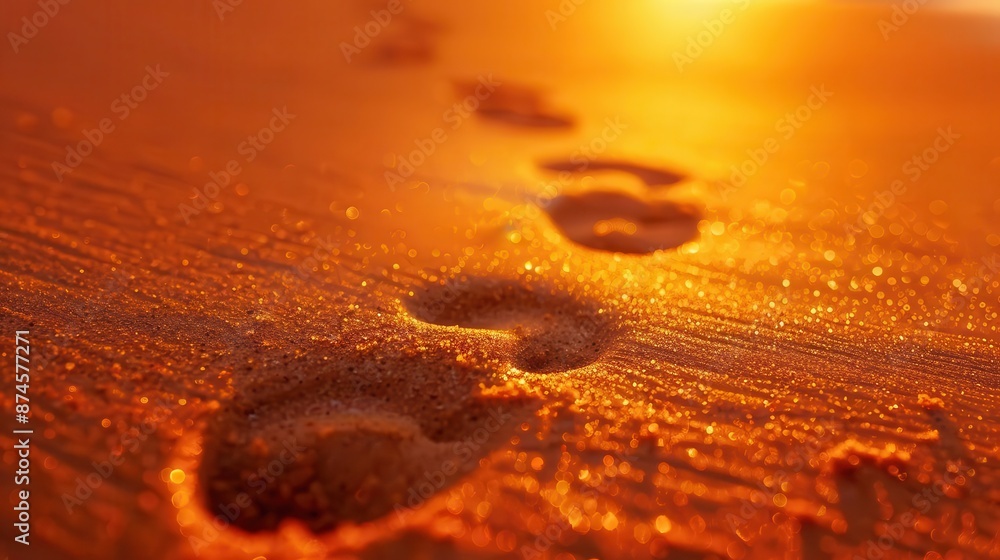 beach with footprints in the sand at sunset beach with footprints in the sand at sunset