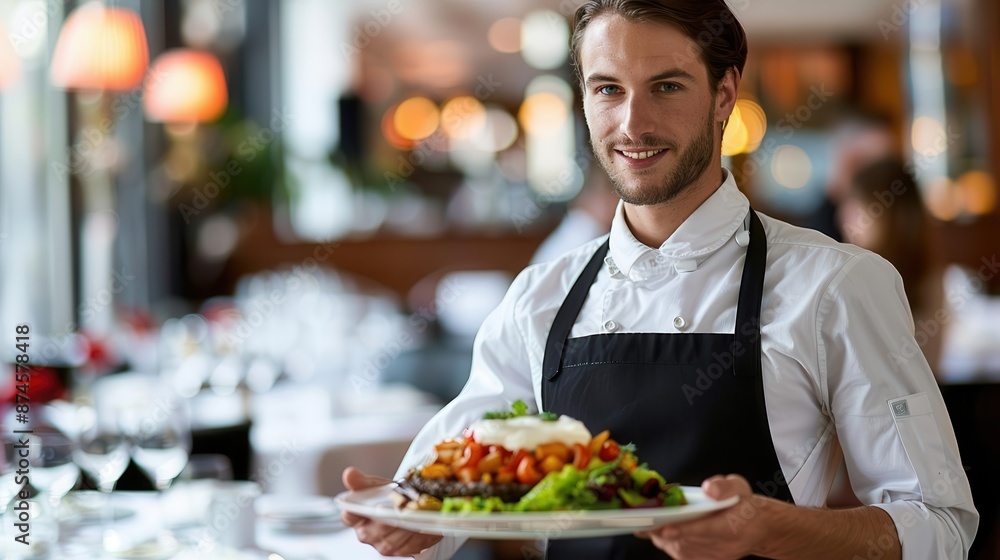 man holding a plate of food in a restaurant man holding a plate of food in a restaurant