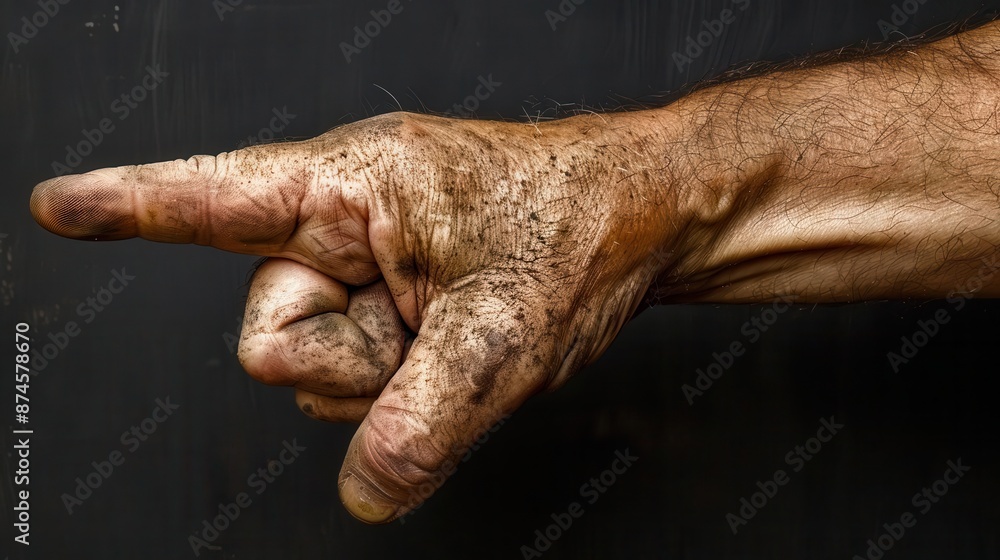 Fototapeta premium man's hand with dirty, dirty, and dirty skin