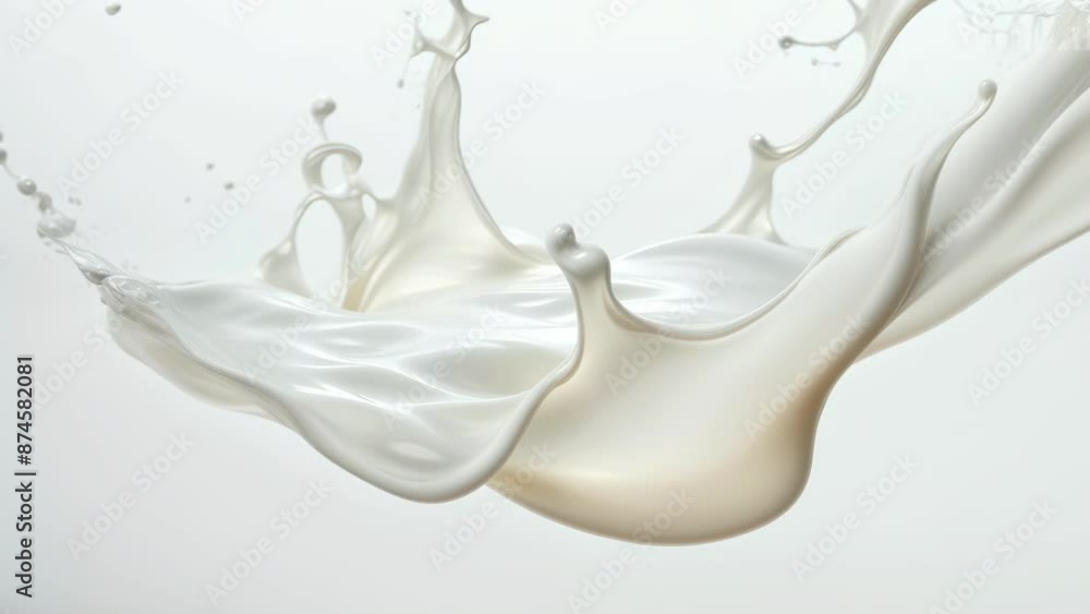 Milk Splash in Slow Motion: Creamy White Milk Creates a Dynamic Splash Against a White Background. Ideal for Dairy, Beverage, and Healthy Lifestyle Ads Milk Splash in Slow Motion: Creamy White Milk Creates a Dynamic Splash Against a White Background. Ideal for Dairy, Beverage, and Healthy Lifestyle Ads