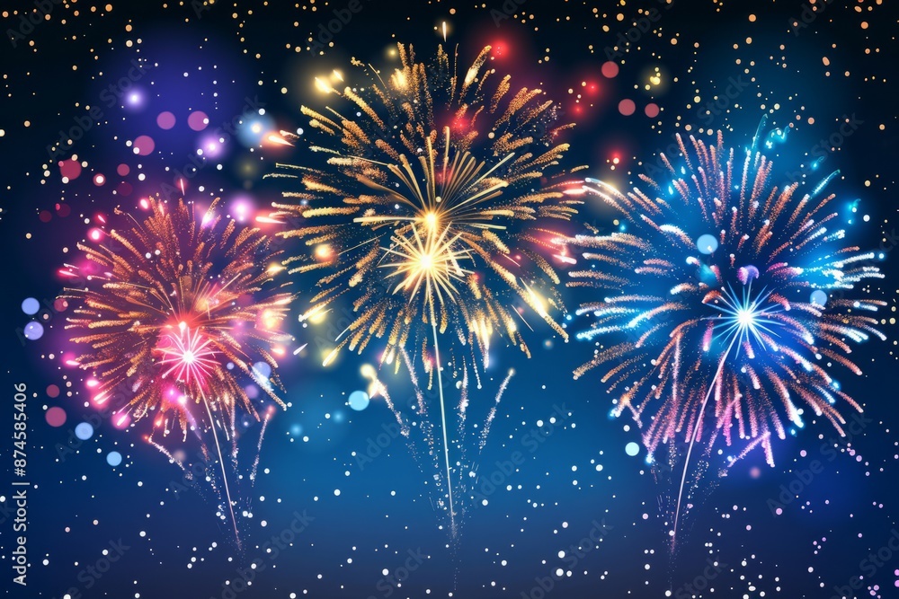 Naklejka premium Fireworks - Celebrating Independence Day 4th of July