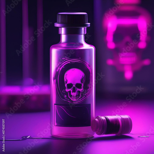 Bottle of poison, neon photo