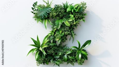 Letter 'Z' shaped out of lush green foliage, set against a white background, creating a natural and eco-friendly design