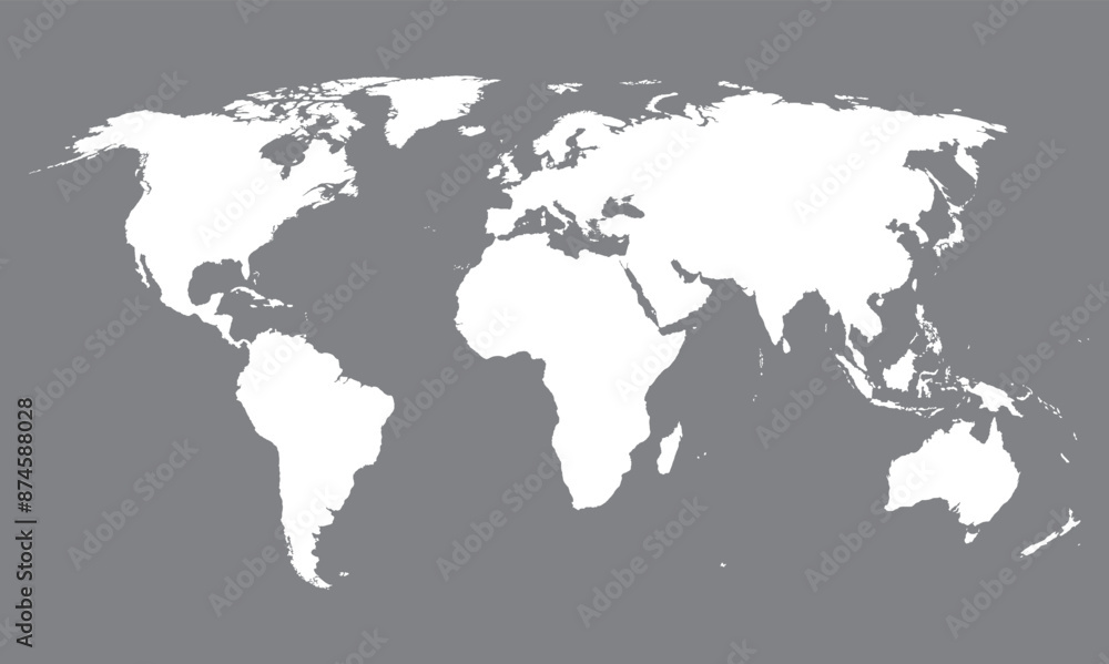 White world map on grey background. Eps 10 Vector White world map on grey background. Eps 10 Vector