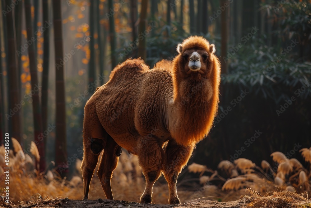 Full body view of Bactrian Camel in natural habitat, full body shot, full body View Full body view of Bactrian Camel in natural habitat, full body shot, full body View