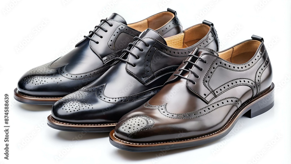Black dress boots, Brogue shoes-black Isolated on transparent background. Black dress boots, Brogue shoes-black Isolated on transparent background.