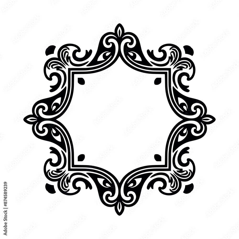 Ornate Black and White Decorative Square Frame Ornate Black and White Decorative Square Frame
