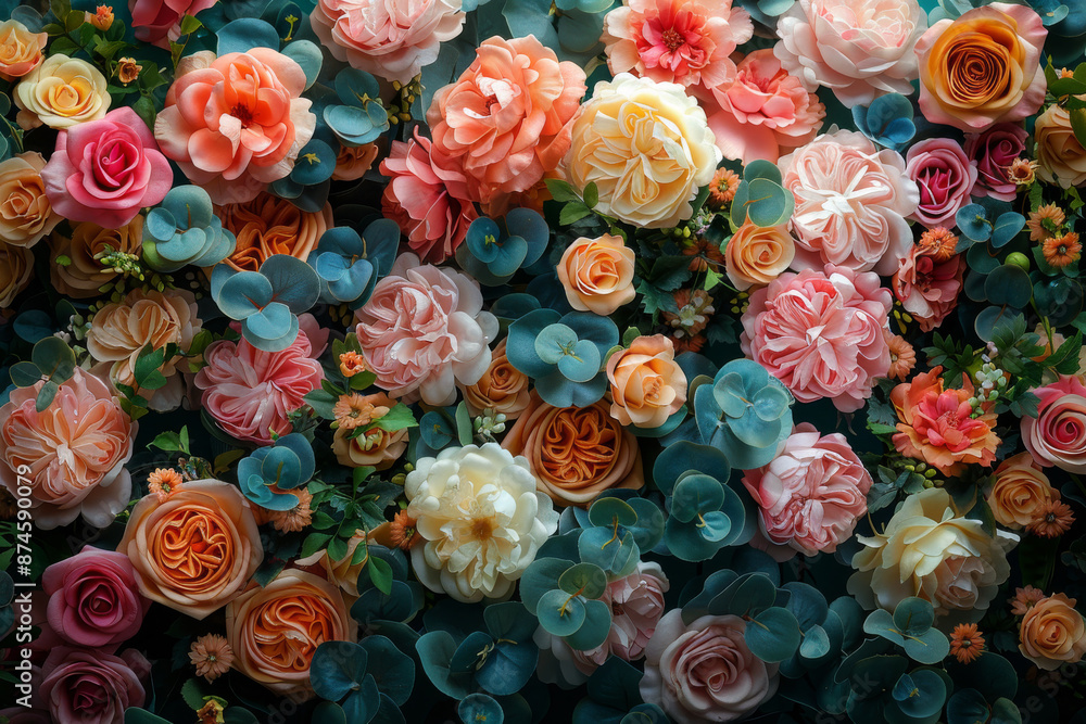 Background made out of a fantasy miracle multi colors bed of roses, Background made out of a fantasy miracle multi colors bed of roses,