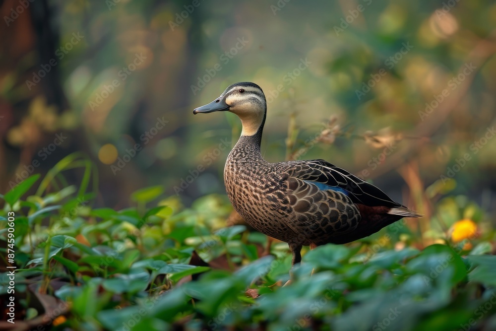Indian Spot-billed Duck, Macro,Left side view Indian Spot-billed Duck, Macro,Left side view