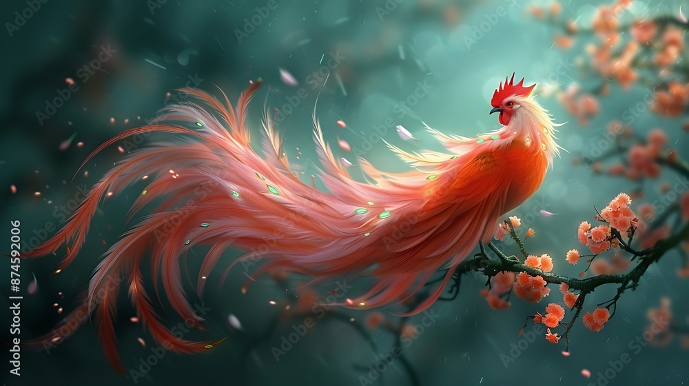 Obraz premium beautiful rooster illustration for paint company advertising