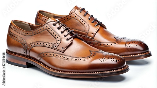 Classic Brogue Shoes.. Isolated on a Transparent Background. Cutout PNG.