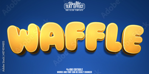 Waffle editable text effect, customizable dessert and chocolate 3D font style