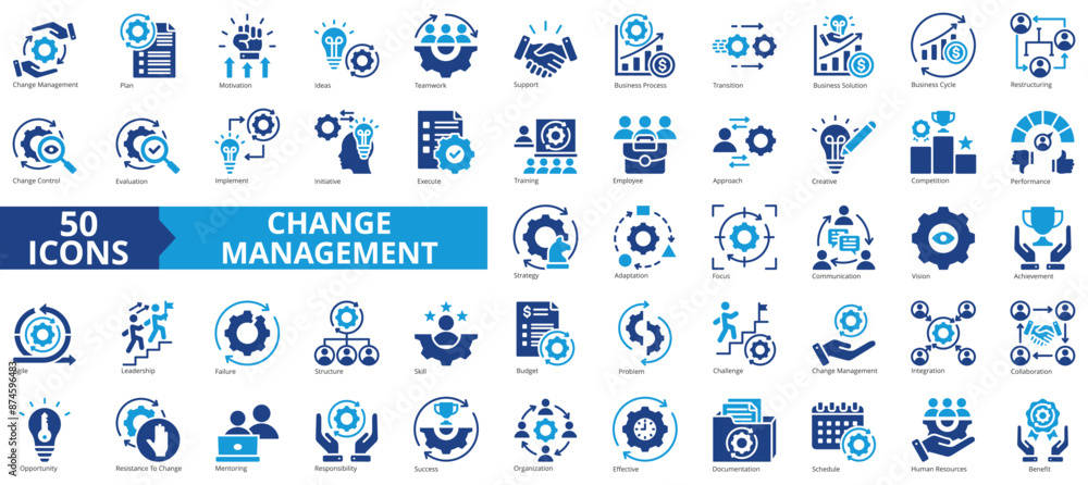 Change management icon collection set. Containing plan ,motivation ...