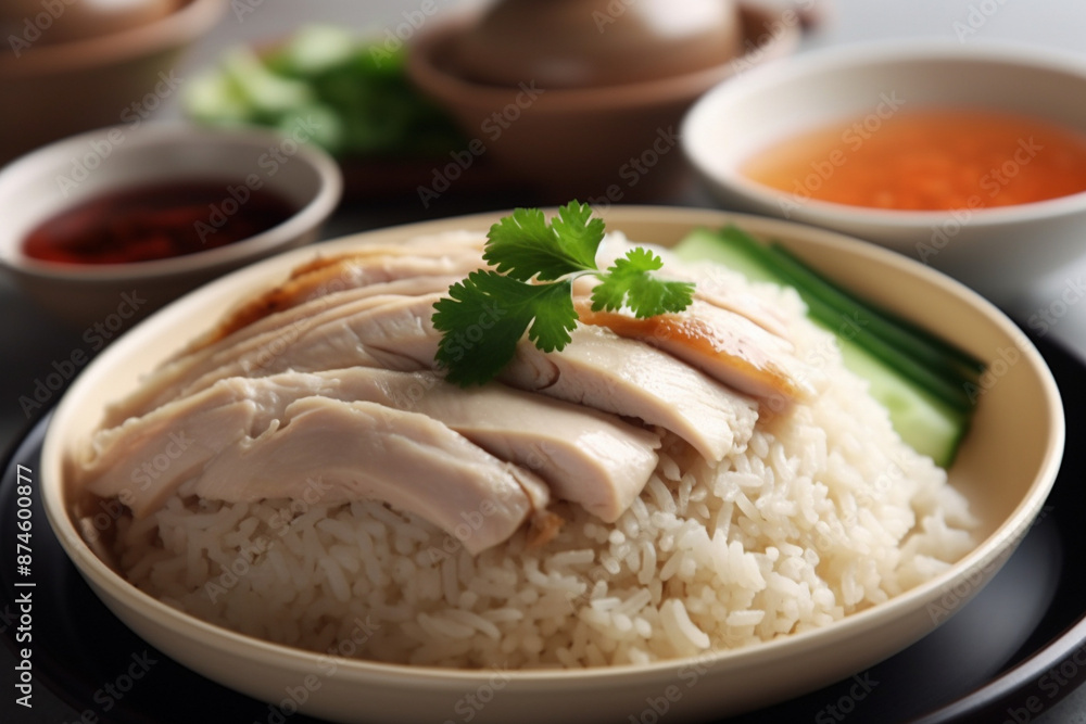 A bowl of chicken rice generative AI A bowl of chicken rice generative AI
