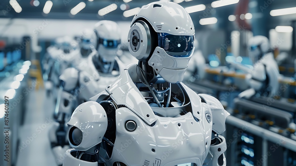 Advanced Humanoid Robots in High-Tech Factory Advanced Humanoid Robots in High-Tech Factory