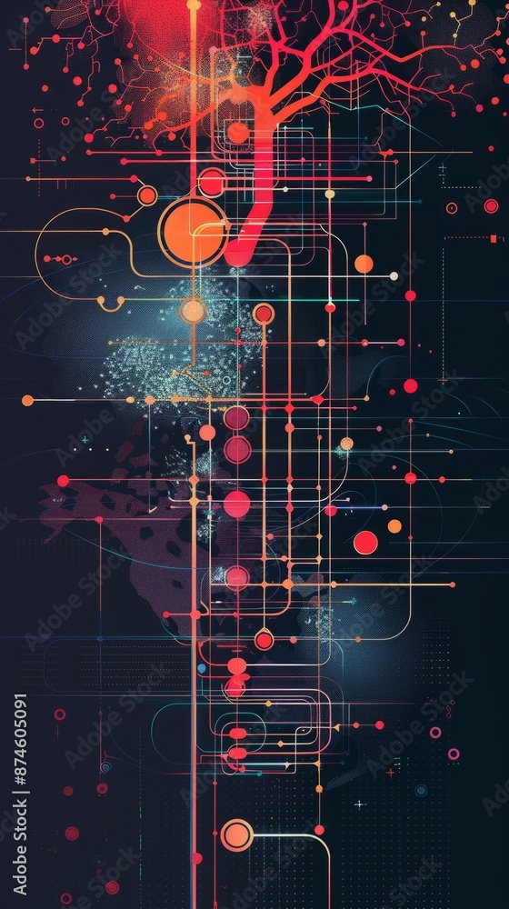 ig data technology and data science illustration. Data flow concept. Querying, analysing, visualizing complex information. Neural network for artificial intelligence. Data mining. Business analytics ig data technology and data science illustration. Data flow concept. Querying, analysing, visualizing complex information. Neural network for artificial intelligence. Data mining. Business analytics