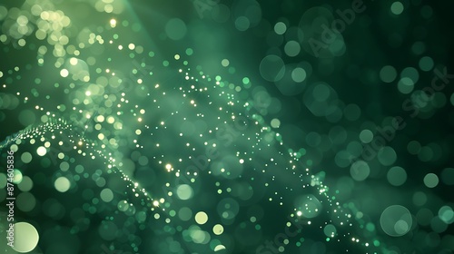 Jade green and pearl abstract network with lustrous dots and refined lines, jewel tone tech style