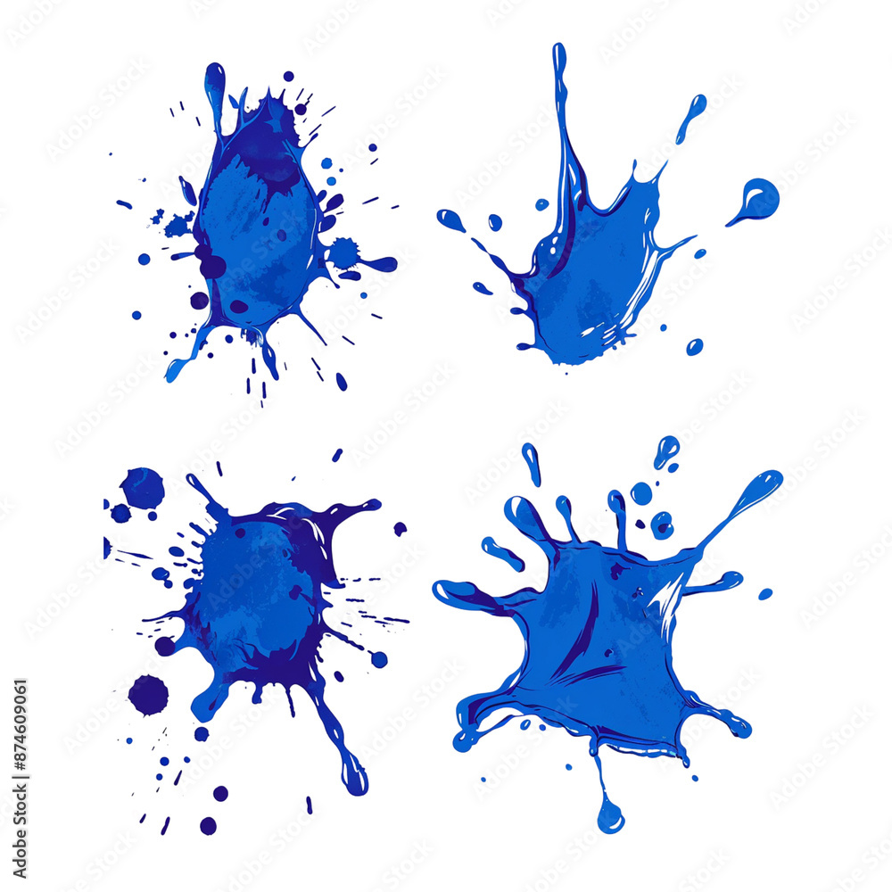 Fototapeta premium blue ink splashes on a white background