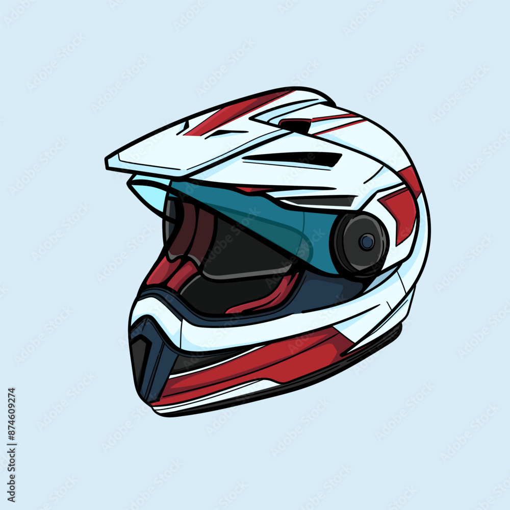 Fototapeta premium Racing helmet icon isolated. Sport safety helmet in cartoon style. Vector illustration