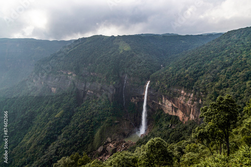 Nohkalikai falls view point in megahalaya cherrapunji. The best tourist attraction in cherrapunji  meghalaya in India. photo