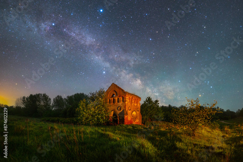 Old building under starry sky