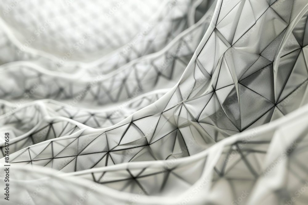 Mesh or net with lines and geometrics shapes detail.3d illustration Mesh or net with lines and geometrics shapes detail.3d illustration