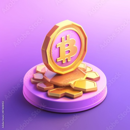 3d rendering of bitcoin coin, money, currency
