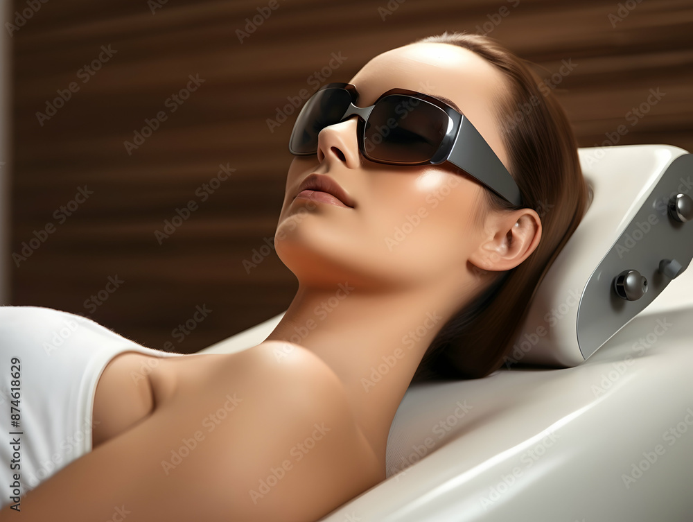 Fototapeta premium Laser Treatment, Laser epilation and cosmetology, ultrasound face treatment in medical spa center, Doctor doing laser face and hair removal treatment, skin care concept by using laser