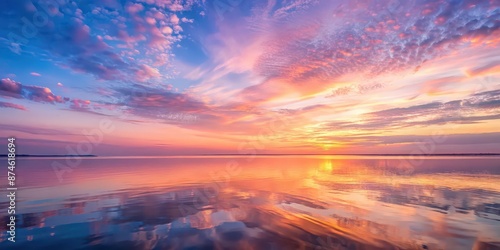 Soft pink hues of the sky at sunrise, reflecting a sense of calm and gentleness, tenderness, dawn, sunrise, pink sky, calm