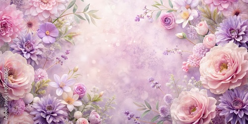 Textured pastel floral background featuring soft pink and lavender flowers in an artistic composition, Pastel, Floral, Background