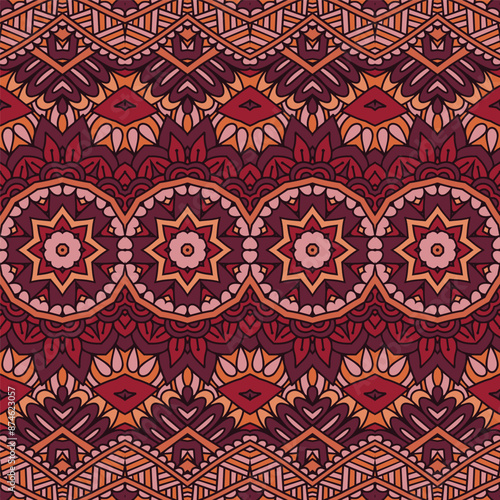 Texture seamless pattern arabesque ornaments indian. Vintage background. Natural colour textile design