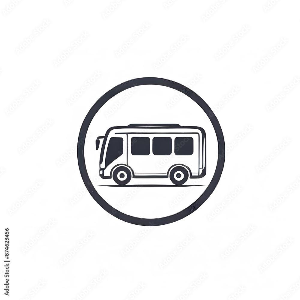 Bus logo icon on white background, Generative AI Bus logo icon on white background, Generative AI