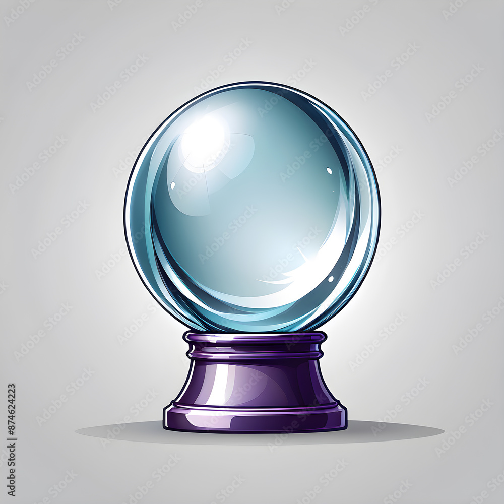 Crystal ball logo icon on white background, Generative AI Crystal ball logo icon on white background, Generative AI