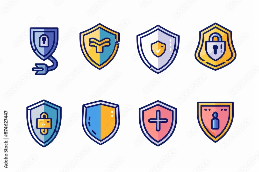 Shield Data Security Line Icons Editable Stroke stock illustration Shield Data Security Line Icons Editable Stroke stock illustration