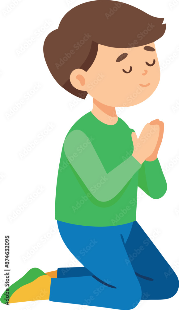 A boy is kneeling down and praying A boy is kneeling down and praying