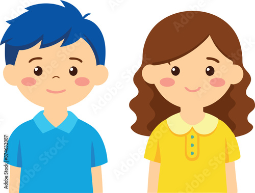 A boy and a girl are smiling at the camera