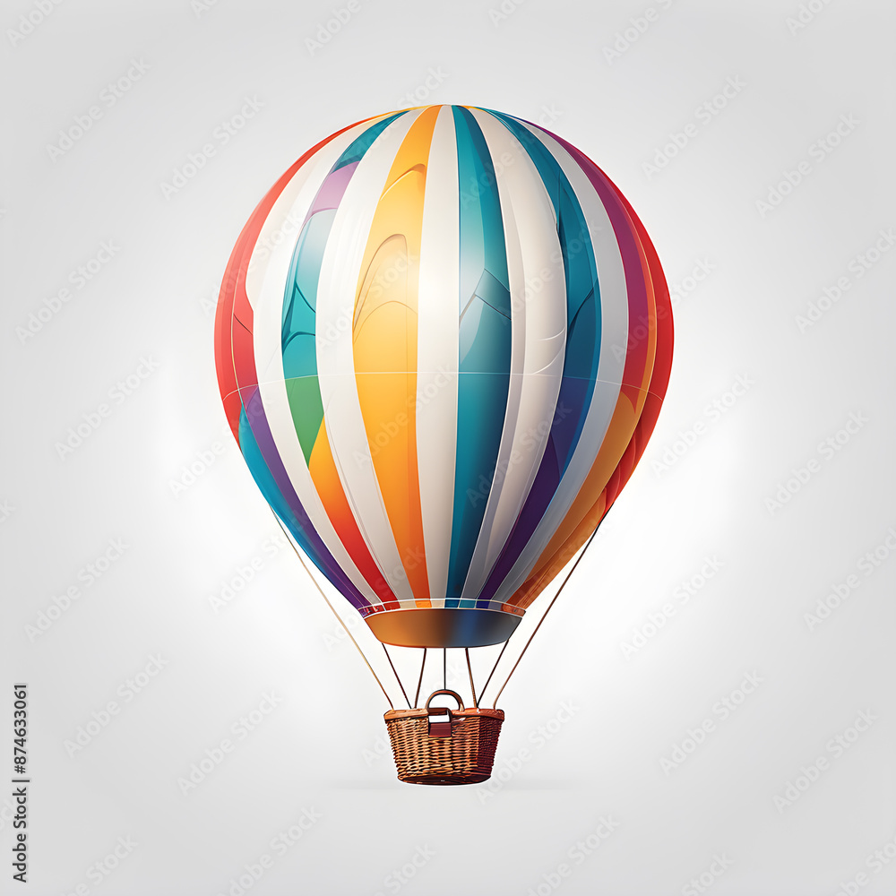 Hot air balloon logo icon on white background, Generative AI Hot air balloon logo icon on white background, Generative AI