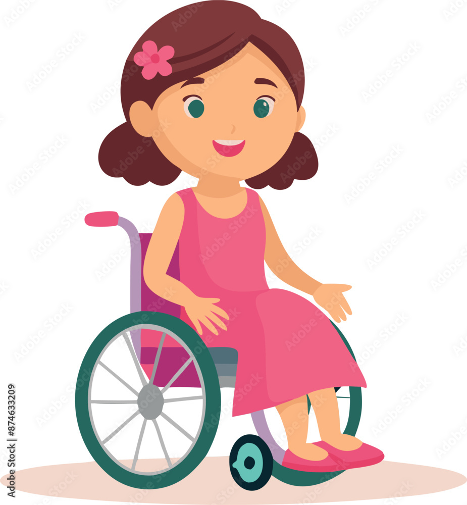 A girl in a wheelchair is smiling
