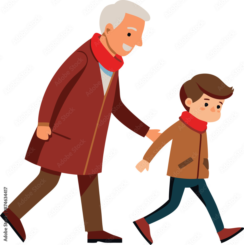 Fototapeta premium A man and a boy are walking together