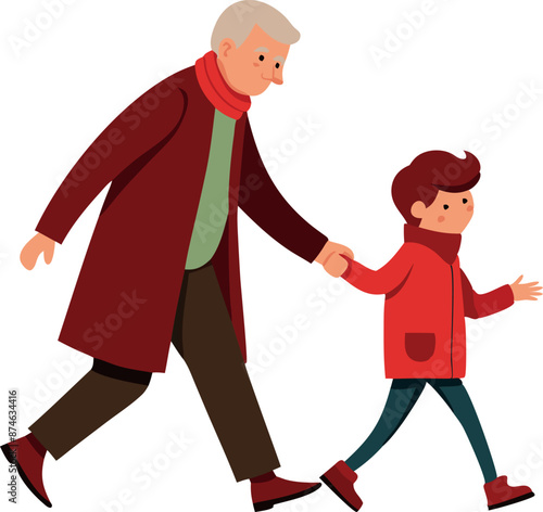 A man and a boy are walking together