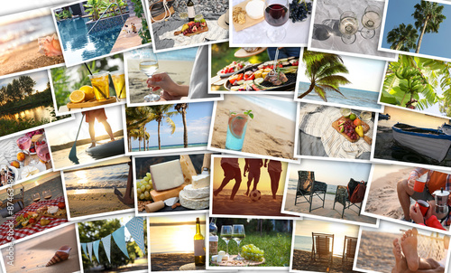 Summer vibe. Many photos of precious moments, collage. Banner design